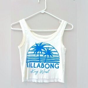 Billabong White Tank Top with Blue Graphic